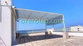 Tenda da sole ad attico tessuto Tempotest® rigato bianco Gallipoli Salento